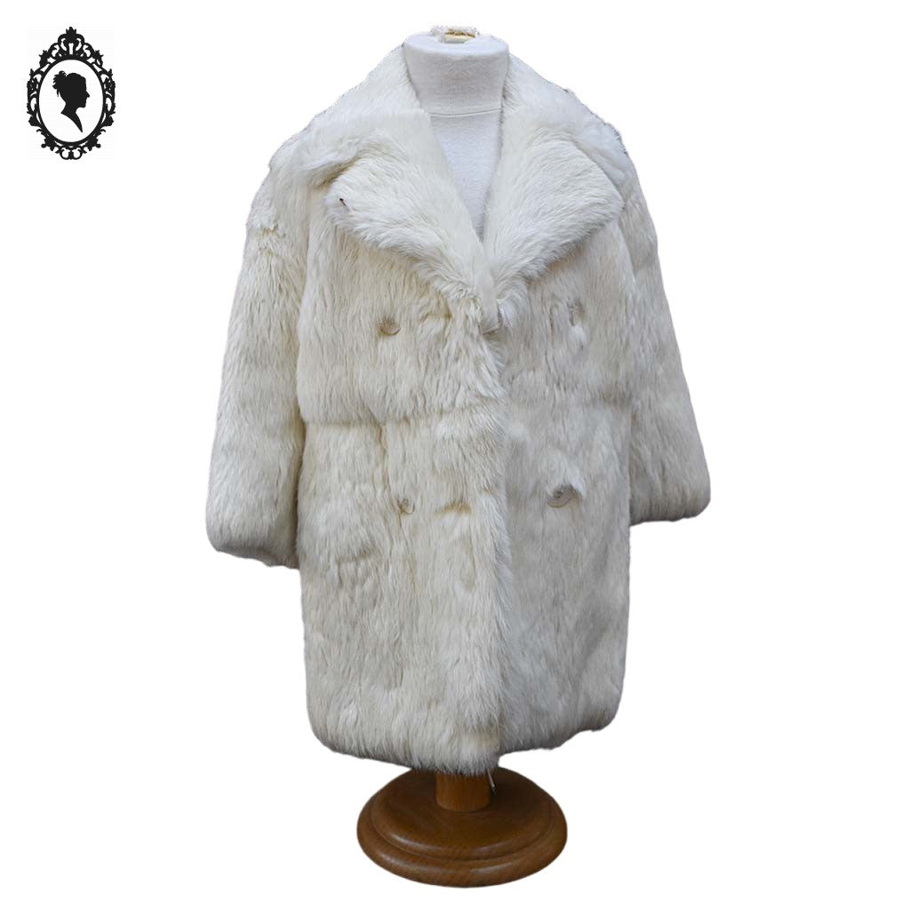 Manteau fourrure en lapin blanc enfant collection vintage ancien