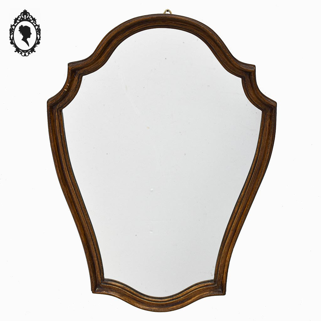Miroir glace cadre baroque chantourné forme écusson année 50 60 H 55 cm vintage