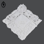 Mouchoir fil de lin blanc ancien ajouré broderie Marthe