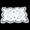 Napperon brodé blanc Richelieu rectangulaire 47 x 32 cm fait main vintage