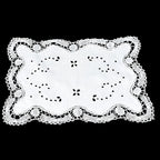 Napperon brodé blanc Richelieu rectangulaire 47 x 32 cm fait main vintage