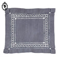 Napperon brodé lin gris carré 26 cm jours échelle et faisceaux fait main vintage