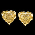 Paire de boucles d’oreilles Jacky de G cœur soleil bombé métal doré à clips bijoux vintage