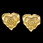 Paire de boucles d’oreilles Jacky de G cœur soleil bombé métal doré à clips bijoux vintage
