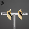 Paire de boucles d’oreilles métal doré noir beige clips bijoux vintage