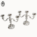 Paire de bougeoir à poser 3 feux ou 3 bougies métal gris BMF vintage