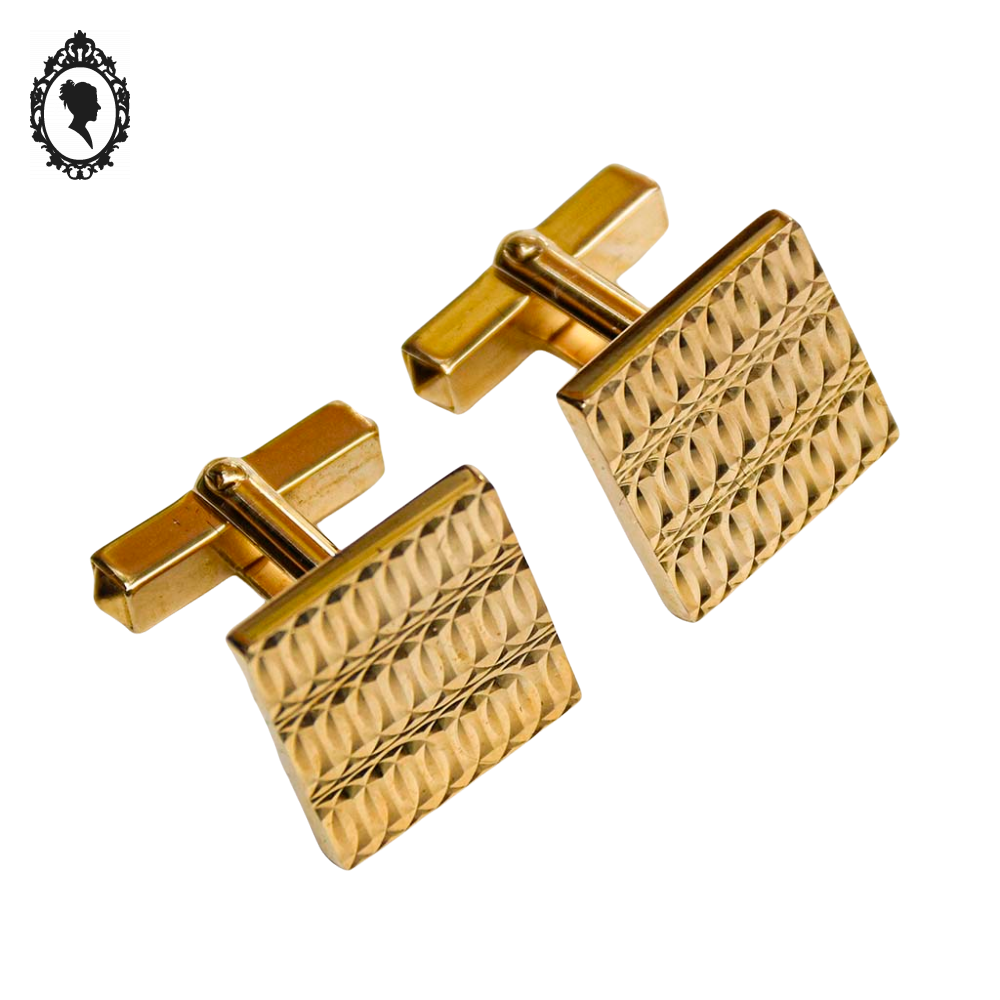 Paire de boutons de manchette Prince doré carré Vénus VINTAGE