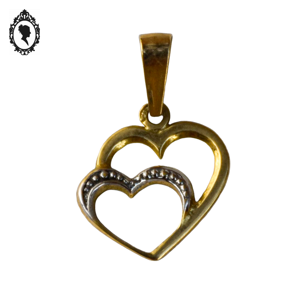 Pendentif en forme de 2 cœurs en or avec poinçon