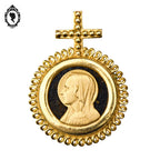 Pendentif religieux vierge Marie plaqué or pierre noire style Vitafor bijoux vintage