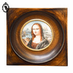Petit cadre miniature portrait médaillon femme rousse sur ivoire signé JR ancien