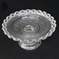 Petit compotier coupelle coupe serviteur plat sur pied en verre moulé ajouré festonné
