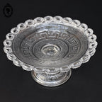 Petit compotier coupelle coupe serviteur plat sur pied en verre moulé ajouré festonné