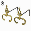 Petite et fine paire de chenets en bronze doré style Louis XV accessoire de cheminée ancien