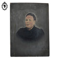 Photo rehaussée en peinture ancienne portrait d’une femme sur bois