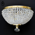 Plafonnier lustre art déco guirlandes de perles pointe diamant cristal laiton ancien