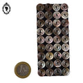 Plaque carte 36 boutons marron beige en nacre plat 2 trous D 1 cm vintage