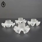 Quatre globes, abat-jour tulipe courte pour lampe à pétrole lustre suspension verre opaque vintage ancien