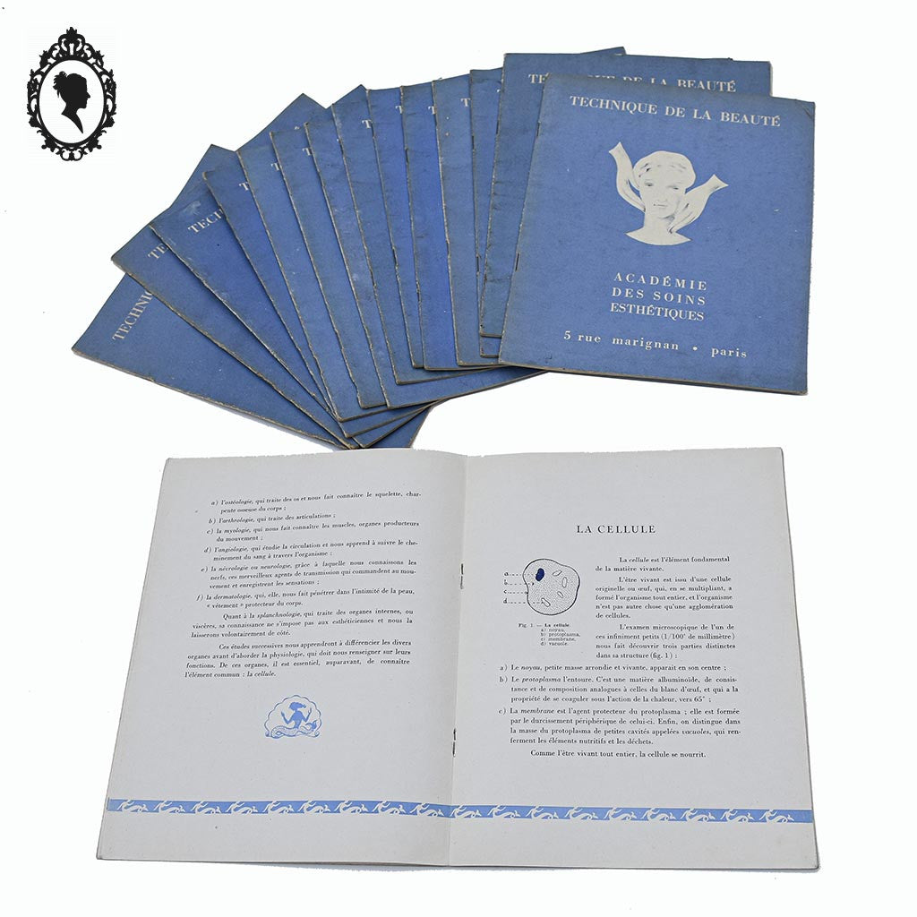Rare Lot 15 fascicules livres revues vintages Technique de la Beauté 1949 Académie des soins esthétiques
