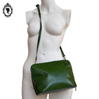 Sac bandoulière cuir vert Italie femme vintage