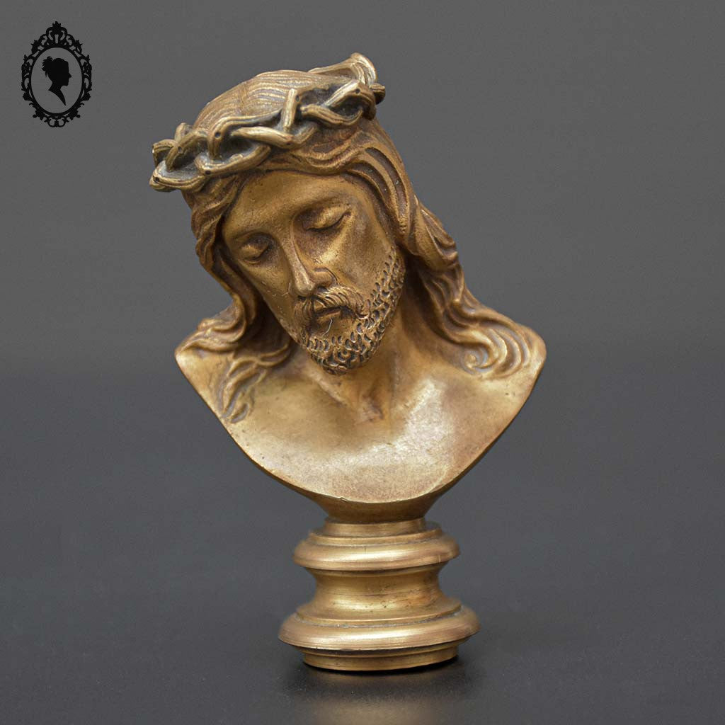 Sceau cachet statue tête buste Christ signé L. Madrassi bronze doré 19ième
