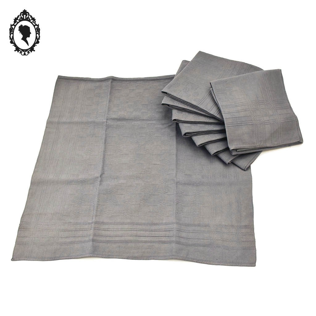 Service 10 serviettes de table anciennes damassées gris anthracite sans monogramme