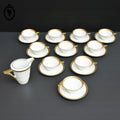 Service 10 tasses à café thé porcelaine Limoges DARTIGEAS blanc doré Art déco