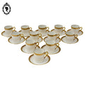 Service 12 tasses à café porcelaine blanc et doré Limoges JB et Cie France