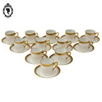 Service 12 tasses à café porcelaine blanc et doré Limoges JB et Cie France