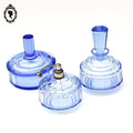 Service 3 garnitures de toilette bonbonnière flacon cristal bleu ancien Art déco