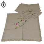Service nappe et 10 serviettes à thé café lin broderie bucolique fleurie vintage