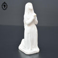 Statue Sainte Bernadette de Lourdes en albâtre blanc objet de religion ancien vintage H 14 cm
