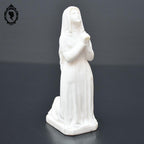 Statue Sainte Bernadette de Lourdes en albâtre blanc objet de religion ancien vintage H 14 cm