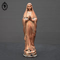 Statue Vierge Marie en métal orange objet religieux ancien vintage H 15 cm
