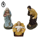 Statues religieuses 3 santons de crèche Marie Joseph et Jésus en plâtre vintage H 13 cm