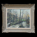 Tableau peinture à l’huile paysage signé Roger Serpantié sur isorel vintage