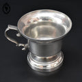 Tasse timbale piédouche avec anse en étain vintage