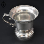 Tasse timbale piédouche avec anse en étain vintage
