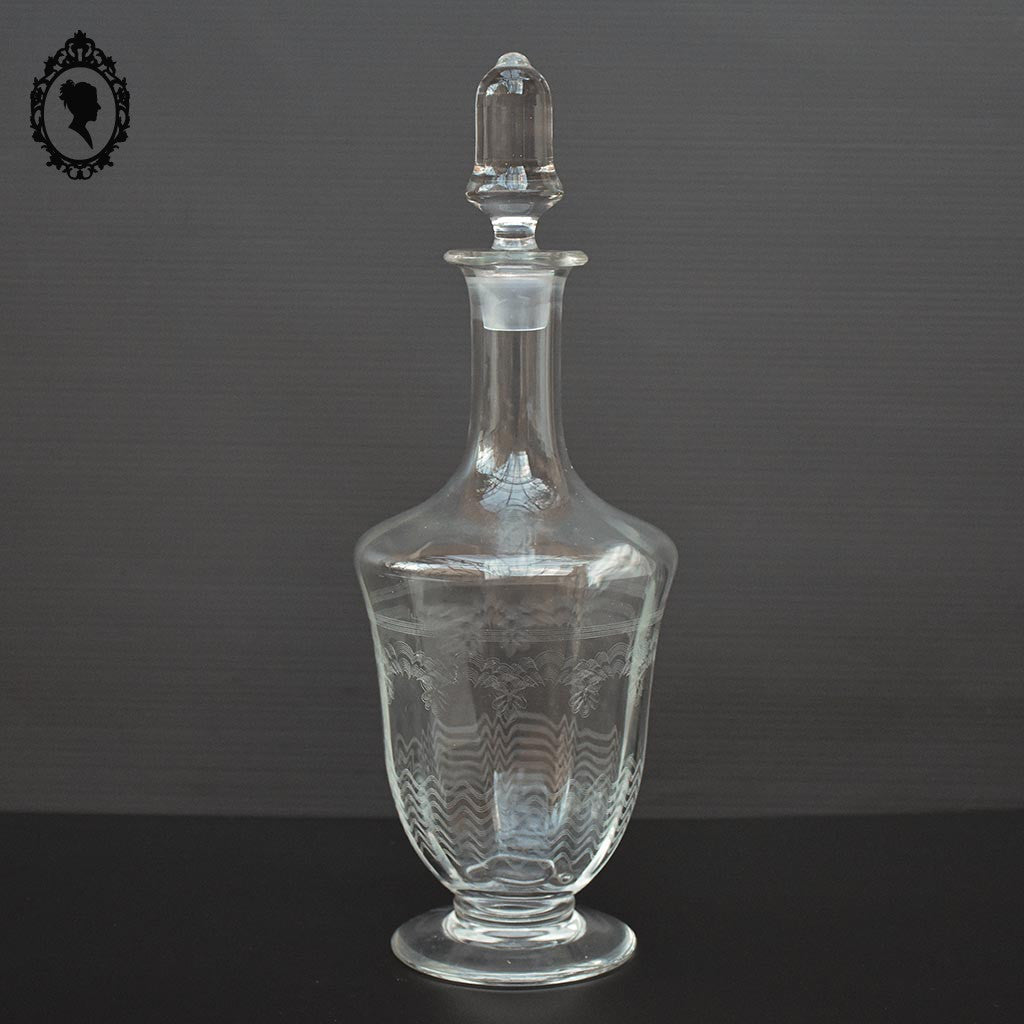 Très élégante carafe forme amphore en verre Laura Lys vintage et chic
