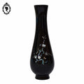Vase oriental en bois noir laqué fleur cerisier en nacre