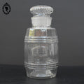 Pot en verre soufflé flacon Apothicaire pharmacie couvercle forme tonneau ancien