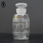 Pot en verre soufflé flacon Apothicaire pharmacie couvercle forme tonneau ancien
