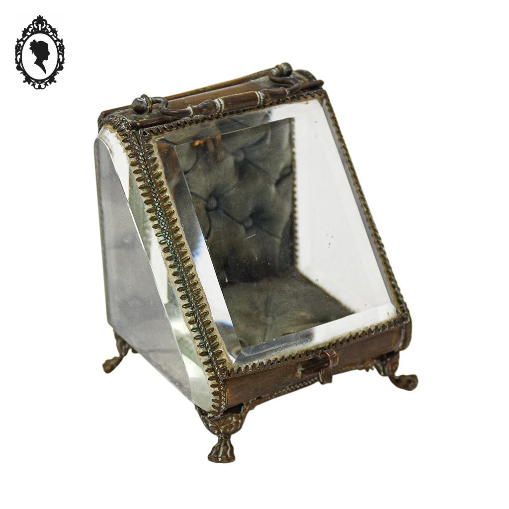 Vitrine à bijoux coffret à gousset verres biseautés Napoléon III ancien