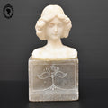Statue tête buste femme en pierre beige et grise H 20 cm vintage