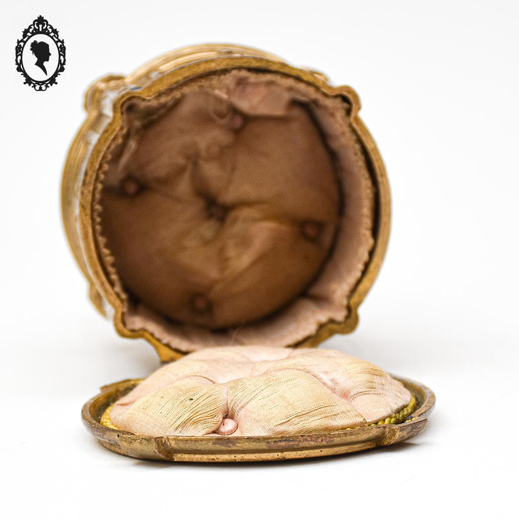 Boite ou coffret à bijoux régule doré forme commode ronde vintage ancienne