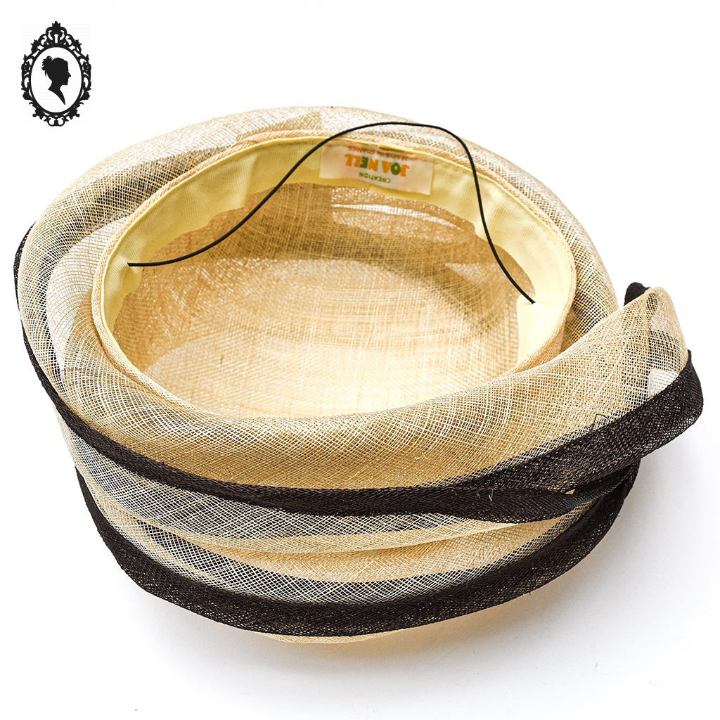 Chic Chapeau femme cérémonie beige marron JOA NELL sisal paille NEUF Taille M ou 56 cm