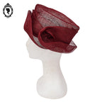 Chapeau femme cérémonie rouge bordeaux JOA NELL sisal paille NEUF Taille S ou 55 cm