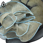 Chic chapeau été femme beige noir bleu fibre naturelle T M / 57 cm