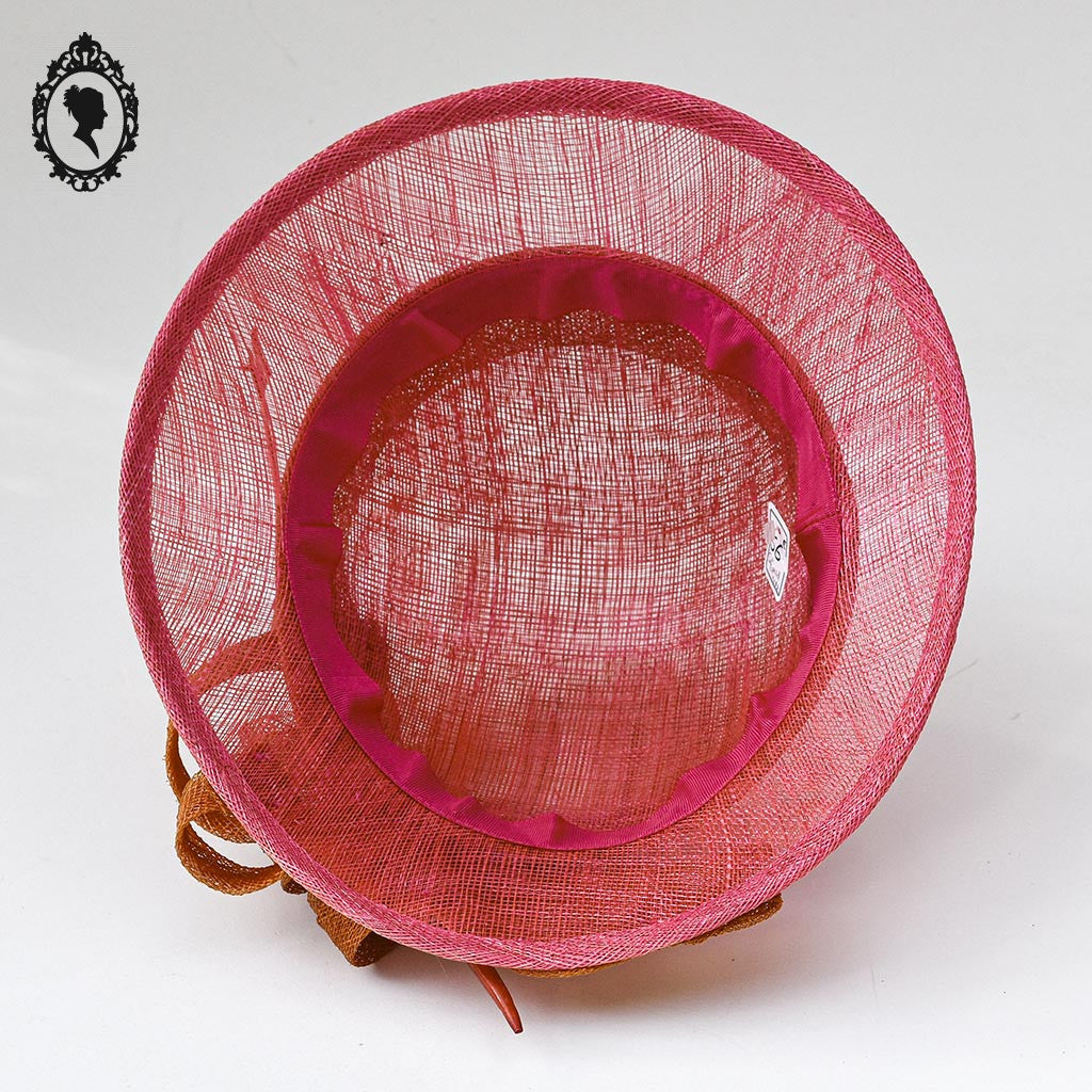 Chic chapeau fille enfant cérémonie rose orange 55 cm Taille S Neuf