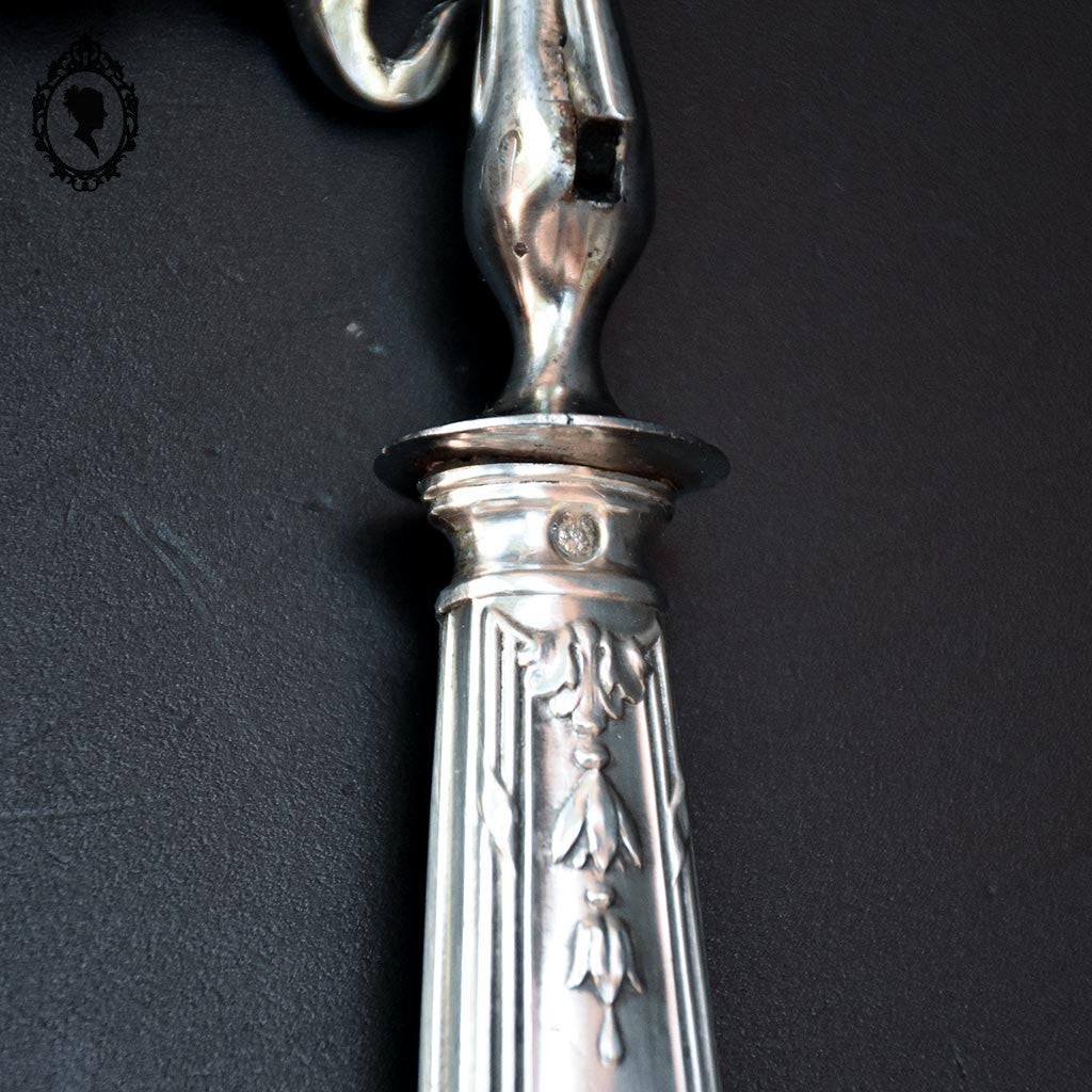 Coffret 3 couverts service complet à découper gigot argent fourré décor Louis XV ancien XIX ième