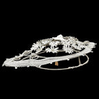 Couronne florale ange perles blanches objet de curiosité mortuaire ancienne 1900 H 76 cm